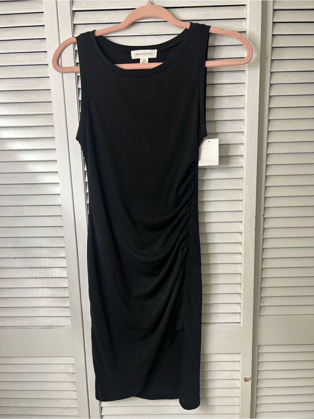 Treasure & Bond Black Sleeveless Ruched Sheath Dress Size XS
